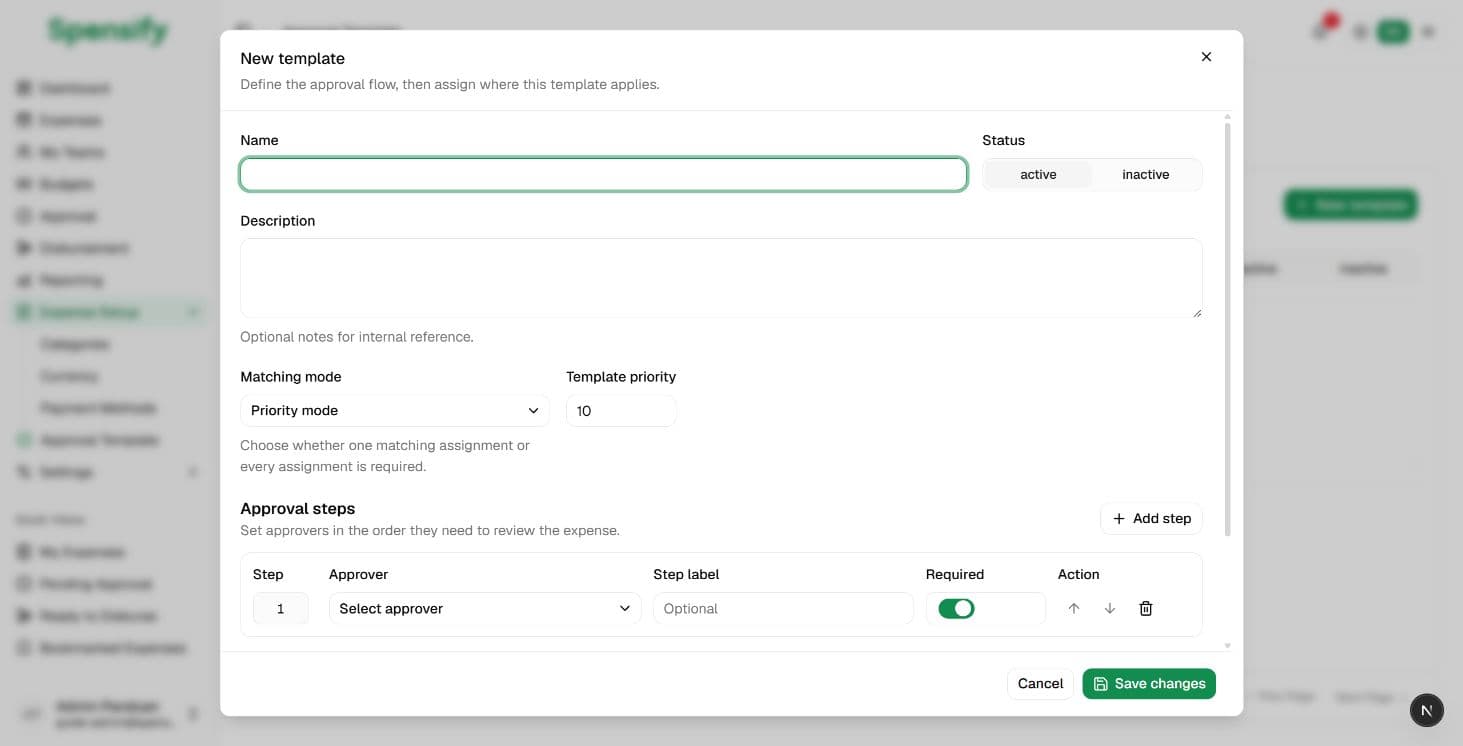 Approval template form