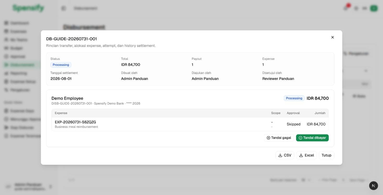 Detail transfer Disbursement