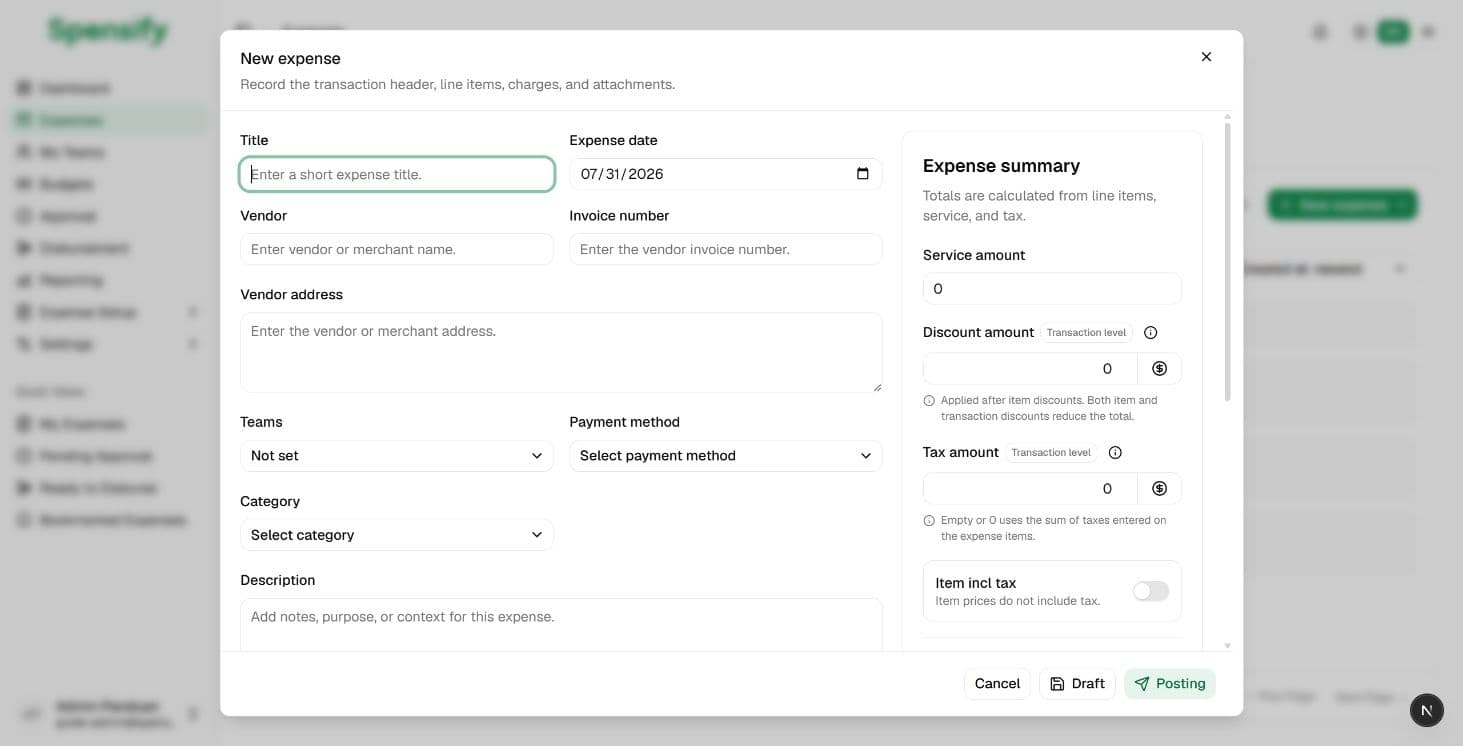 Expense form
